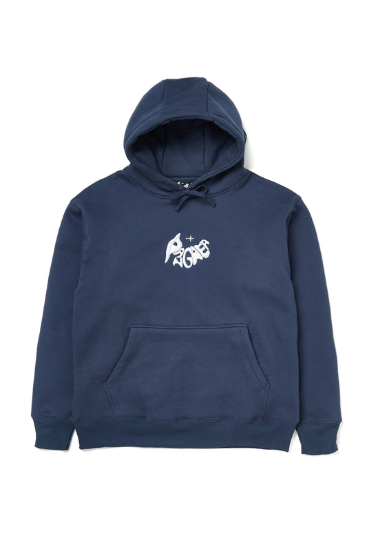 Bubble Embroidered Logo Hoodie Navy