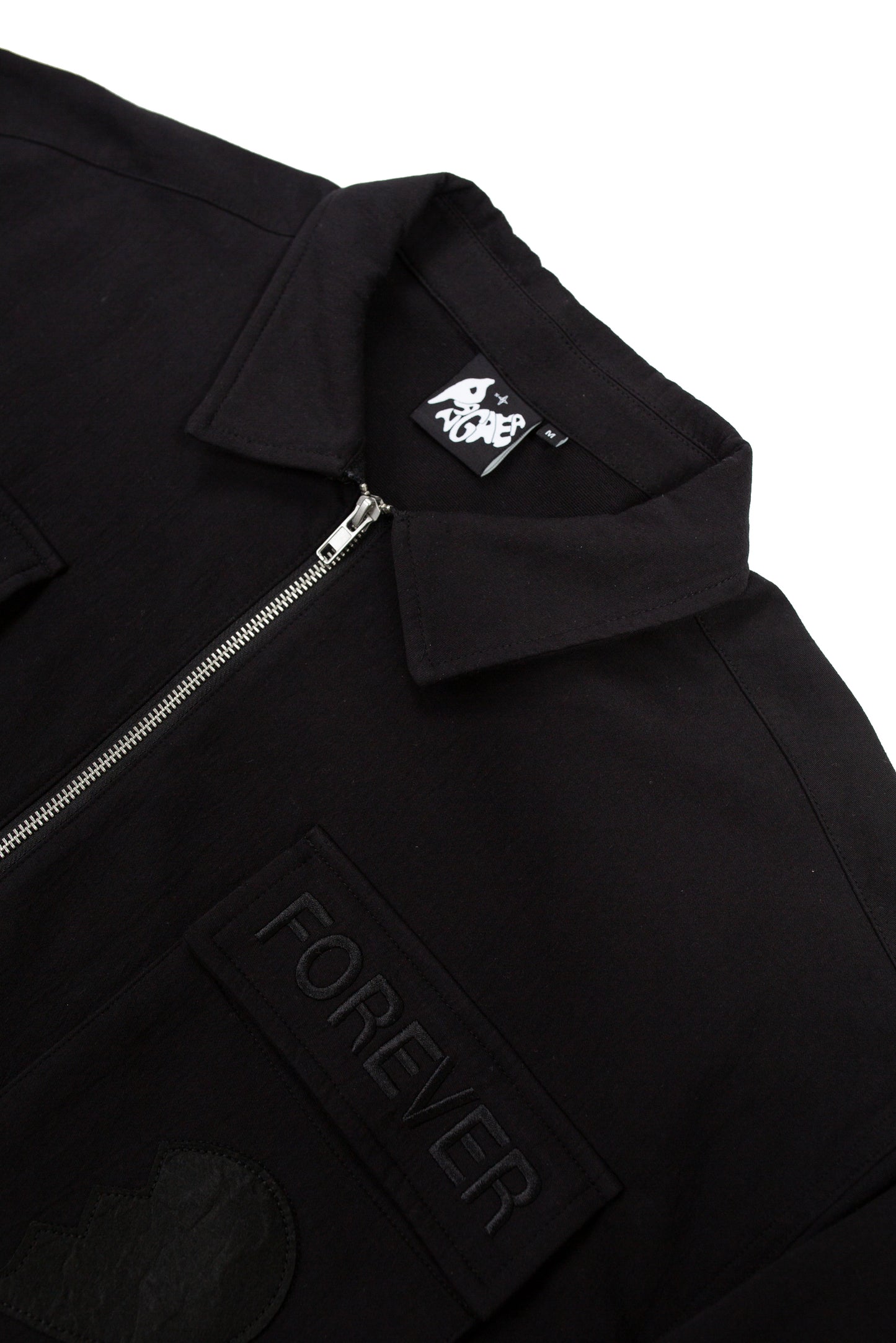 Zip Up Dress Shirt - Black