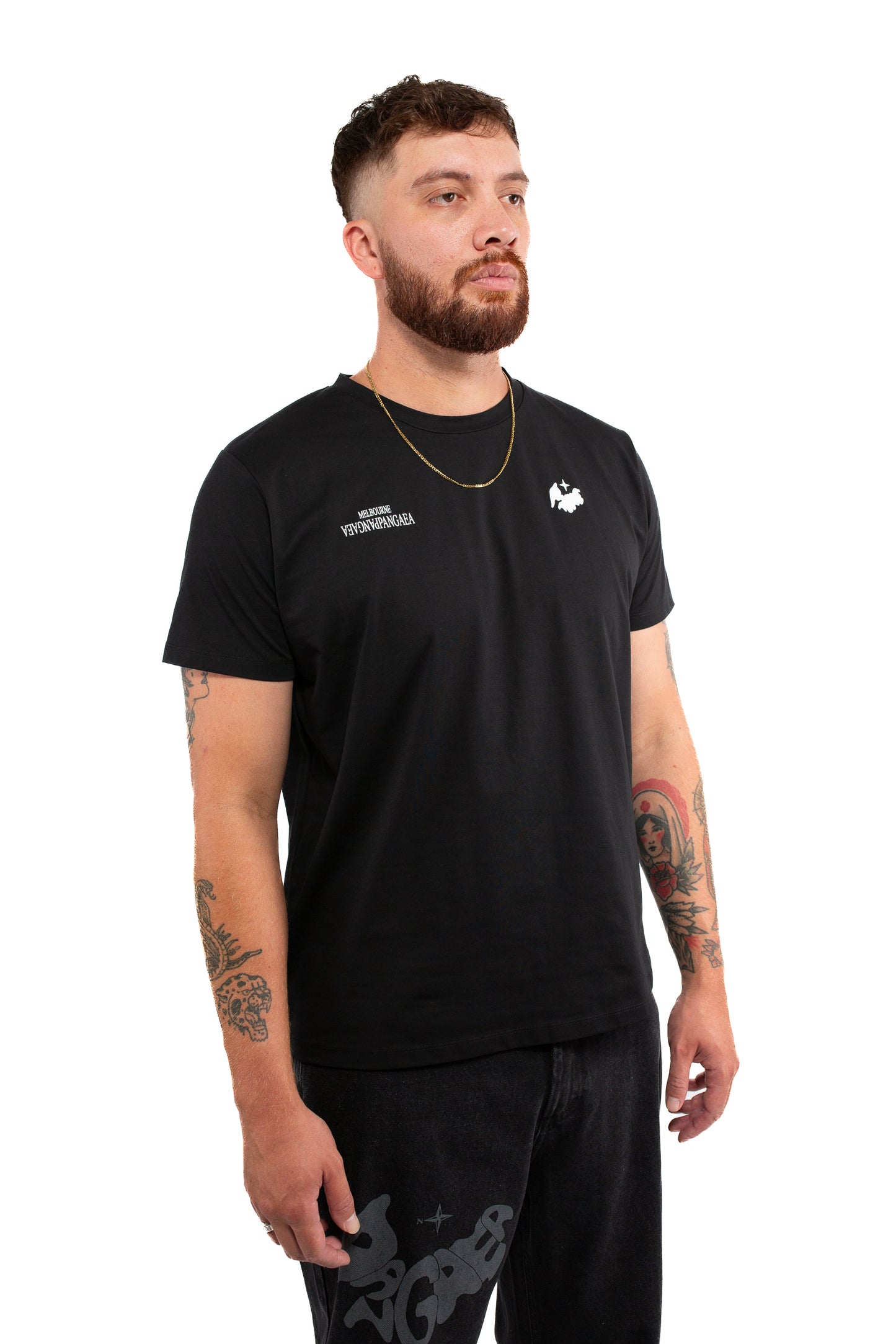 Double Chest logo Tee - Black