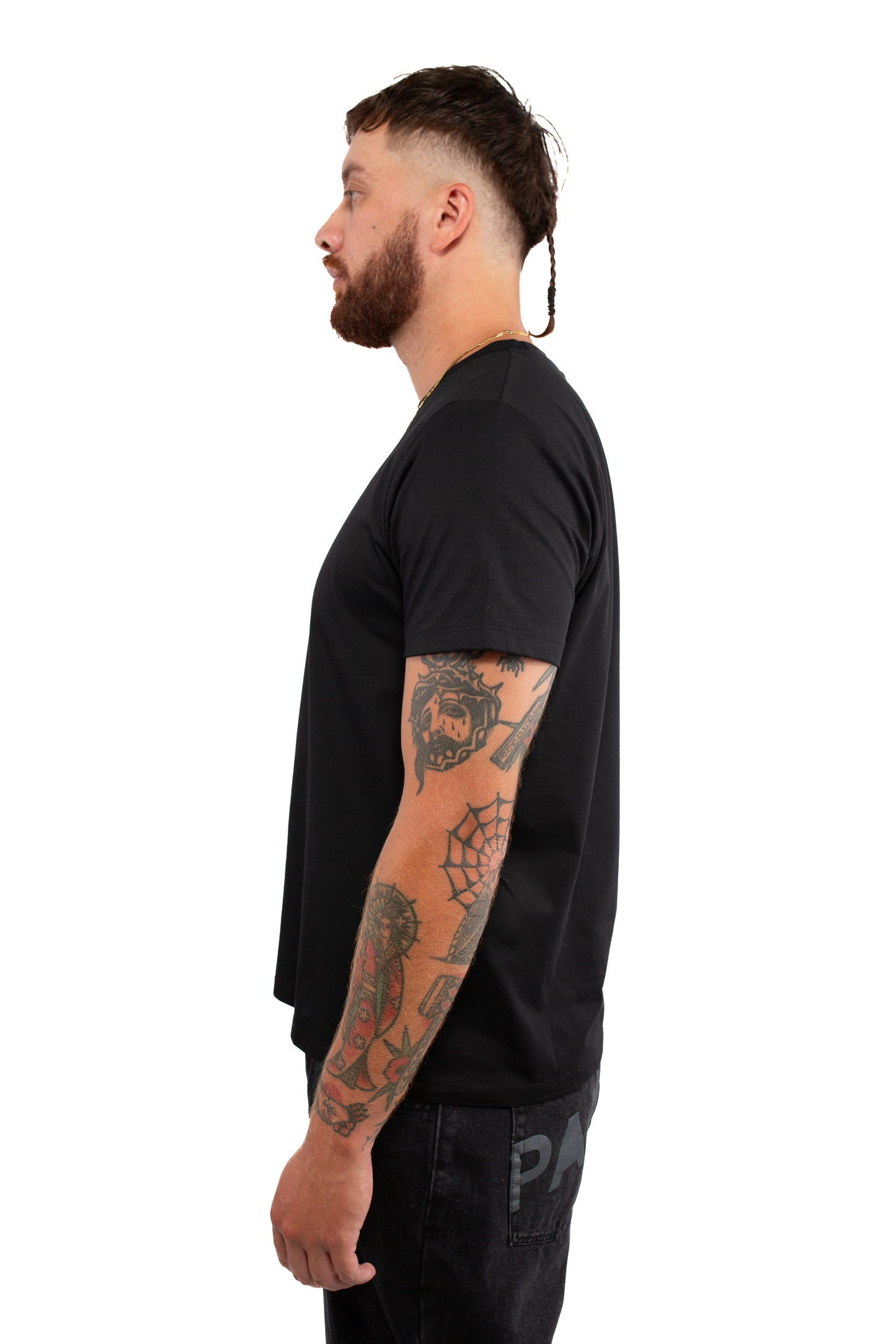 Double Chest logo Tee - Black